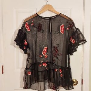 ASOS mesh oversize peplum tee US 6